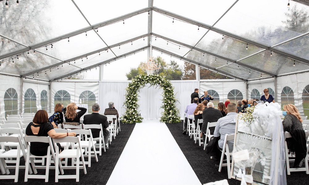 wedding tent ceremony